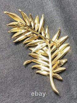 RARE VTG 1950's Crown Trifari Alfred Philippe Gold Trifanium Fern Leaf Brooch