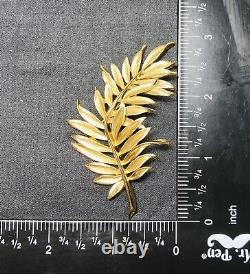 RARE VTG 1950's Crown Trifari Alfred Philippe Gold Trifanium Fern Leaf Brooch