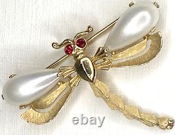 RARE Vintage 1950s/60s Crown Trifari Dragonfly Brooch Pin by Alfred Philippe