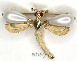 RARE Vintage 1950s/60s Crown Trifari Dragonfly Brooch Pin by Alfred Philippe