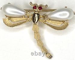 RARE Vintage 1950s/60s Crown Trifari Dragonfly Brooch Pin by Alfred Philippe