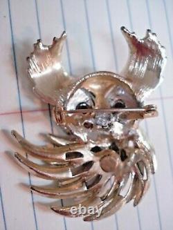 RARE Vintage 1960 TRIFARI Alfred Philippe'FIREBIRDS' Rhinestones Owl Brooch Pin