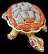 RARE Vintage Alfred Philippe TRIFARI Orange & White Turtle Pin
