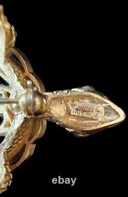 RARE Vintage Alfred Philippe TRIFARI Orange & White Turtle Pin