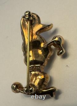 RARE Vintage Alfred Philippe Trifari Faux Pearl Rhinestone Poodle Pat Pend Pin