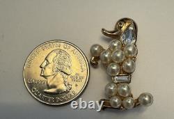 RARE Vintage Alfred Philippe Trifari Faux Pearl Rhinestone Poodle Pat Pend Pin