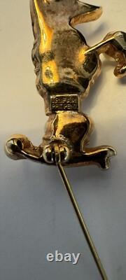 RARE Vintage Alfred Philippe Trifari Faux Pearl Rhinestone Poodle Pat Pend Pin