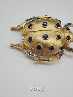 RARE Vintage Crown Trifari Alfred Philippe Scarab Beetle Lady Bug Brooch Pin