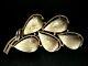 RARE Vintage Signed TRIFARI Alfred Philippe Brushed Gold Tone Floral Brooch Pin