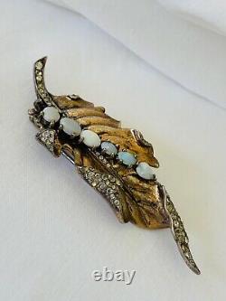 RARE Vintage TRIFARI Alfred Philippe Sterling CATERPILLAR LEAF BROOCH Fur Clip