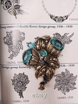 Rare! 1939 Crown Trifari Alfred Philippe Sapphire Topaz Flower Enamel Fur Clip