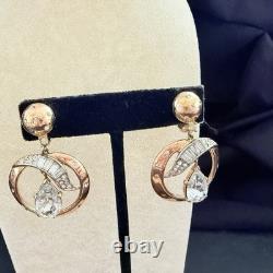 Rare 1940 Crown Trifari Alfred Philippe Trifanium Rhinestone Pear Drop Earrings