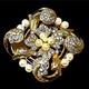 Rare 1940 Crown Trifari Gp Rhinestone Empress Eugenie Faux Pearl Dress Clip