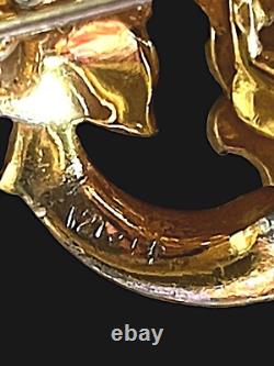 Rare 1940 Crown Trifari Gp Rhinestone Empress Eugenie Faux Pearl Dress Clip