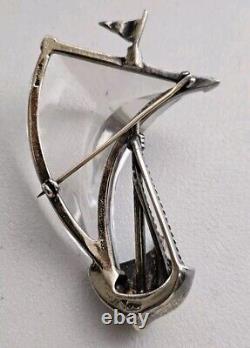 Rare 1940's Crown Trifari Alfred Philippe Sterling Jelly Belly Sailboat Brooch