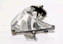 Rare 1940's Crown Trifari Alfred Philippe Sterling Jelly Belly Sailboat Brooch