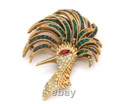 Rare 1941 Alfred Philippe Crown Trifari Firebird Rhinestone Crystal Pin Brooch