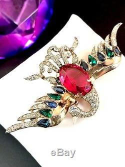 Rare 1942 Crown Trifari Alfred Philippe Gold-plated Sterling Firebird Brooch