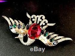 Rare 1942 Crown Trifari Alfred Philippe Gold-plated Sterling Firebird Brooch