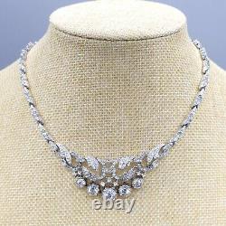 Rare 1948 Crown Trifari Alfred Philippe Crystal Pave Rhodium Plate Necklace 15