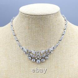 Rare 1948 Crown Trifari Alfred Philippe Crystal Pave Rhodium Plate Necklace 15