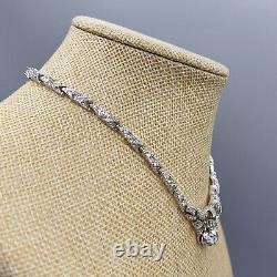 Rare 1948 Crown Trifari Alfred Philippe Crystal Pave Rhodium Plate Necklace 15