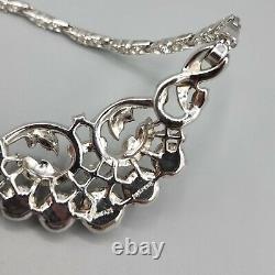 Rare 1948 Crown Trifari Alfred Philippe Crystal Pave Rhodium Plate Necklace 15