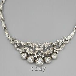 Rare 1948 Crown Trifari Alfred Philippe Crystal Pave Rhodium Plate Necklace 15