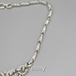 Rare 1948 Crown Trifari Alfred Philippe Crystal Pave Rhodium Plate Necklace 15