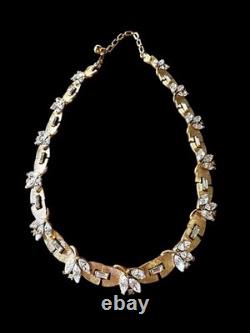Rare 1950's Crown Trifari'versailles' Marquise Crystal Rhinestone Link Necklace