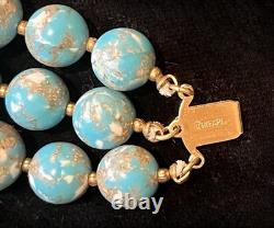 Rare 1950s Vtg Trifari Bracelet-Faux Persian Turquoise 3-Strand-Alfred Philippe