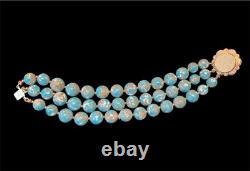 Rare 1950s Vtg Trifari Bracelet-Faux Persian Turquoise 3-Strand-Alfred Philippe