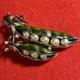 Rare 1953 Trifari Double Pea Pod Brooch Green Enamel Faux Pearl READ