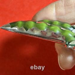 Rare 1953 Trifari Double Pea Pod Brooch Green Enamel Faux Pearl READ
