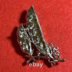 Rare 1953 Trifari Double Pea Pod Brooch Green Enamel Faux Pearl READ Rare 1953 Trifari Double Pea Pod Brooch Green Enamel Faux Pearl READ