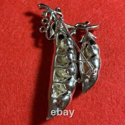 Rare 1953 Trifari Double Pea Pod Brooch Green Enamel Faux Pearl READ