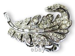 Rare 1955 Trifari Royal Plume Alfred Philippe Pave Rhinestone Clip Earrings