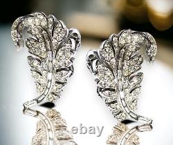 Rare 1955 Trifari Royal Plume Alfred Philippe Pave Rhinestone Clip Earrings