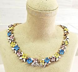 Rare 1958 Trifari Alfred Philippe Pastel Enamel Flower VTG Garden Party Necklace