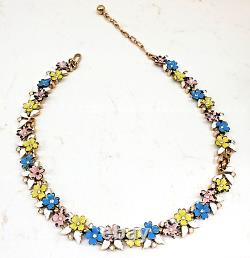 Rare 1958 Trifari Alfred Philippe Pastel Enamel Flower VTG Garden Party Necklace