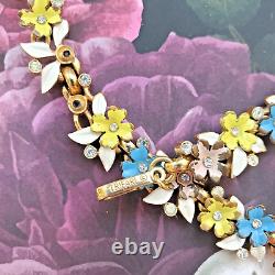 Rare 1958 Trifari Alfred Philippe Pastel Enamel Flower VTG Garden Party Necklace