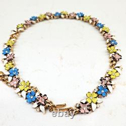 Rare 1958 Trifari Alfred Philippe Pastel Enamel Flower VTG Garden Party Necklace