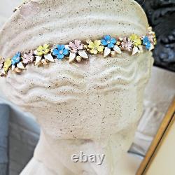 Rare 1958 Trifari Alfred Philippe Pastel Enamel Flower VTG Garden Party Necklace