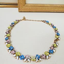 Rare 1958 Trifari Alfred Philippe Pastel Enamel Flower VTG Garden Party Necklace