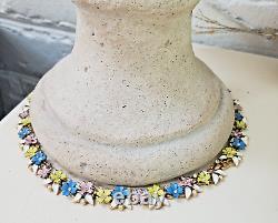 Rare 1958 Trifari Alfred Philippe Pastel Enamel Flower VTG Garden Party Necklace