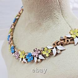 Rare 1958 Trifari Alfred Philippe Pastel Enamel Flower VTG Garden Party Necklace