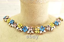 Rare 1958 Trifari Alfred Philippe Pastel Enamel Flower VTG Garden Party Necklace