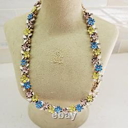 Rare 1958 Trifari Alfred Philippe Pastel Enamel Flower VTG Garden Party Necklace