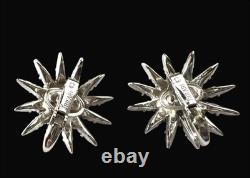 Rare 1966 Crown Trifari Crystal Rhinestone Starflight Fireworks Clip Earrings