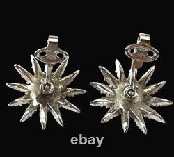 Rare 1966 Crown Trifari Crystal Rhinestone Starflight Fireworks Clip Earrings